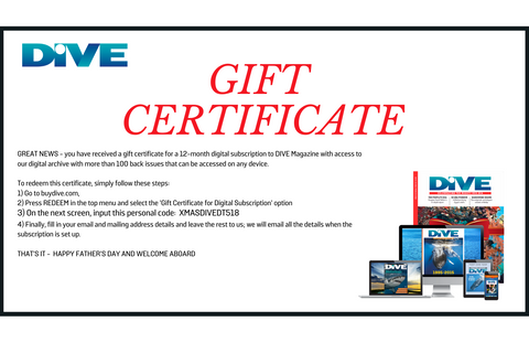 DIVE Digital Only Father's Day Gift Certificate