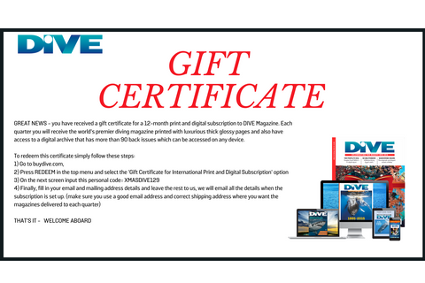 DIVE International Print & Digital Father's Day Gift Certificate